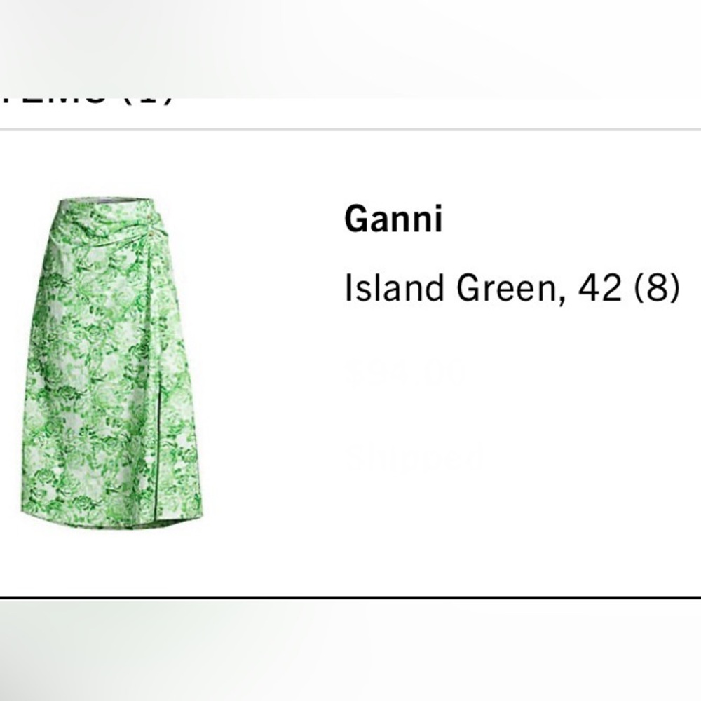 Ganni island green cotton maxi skirt